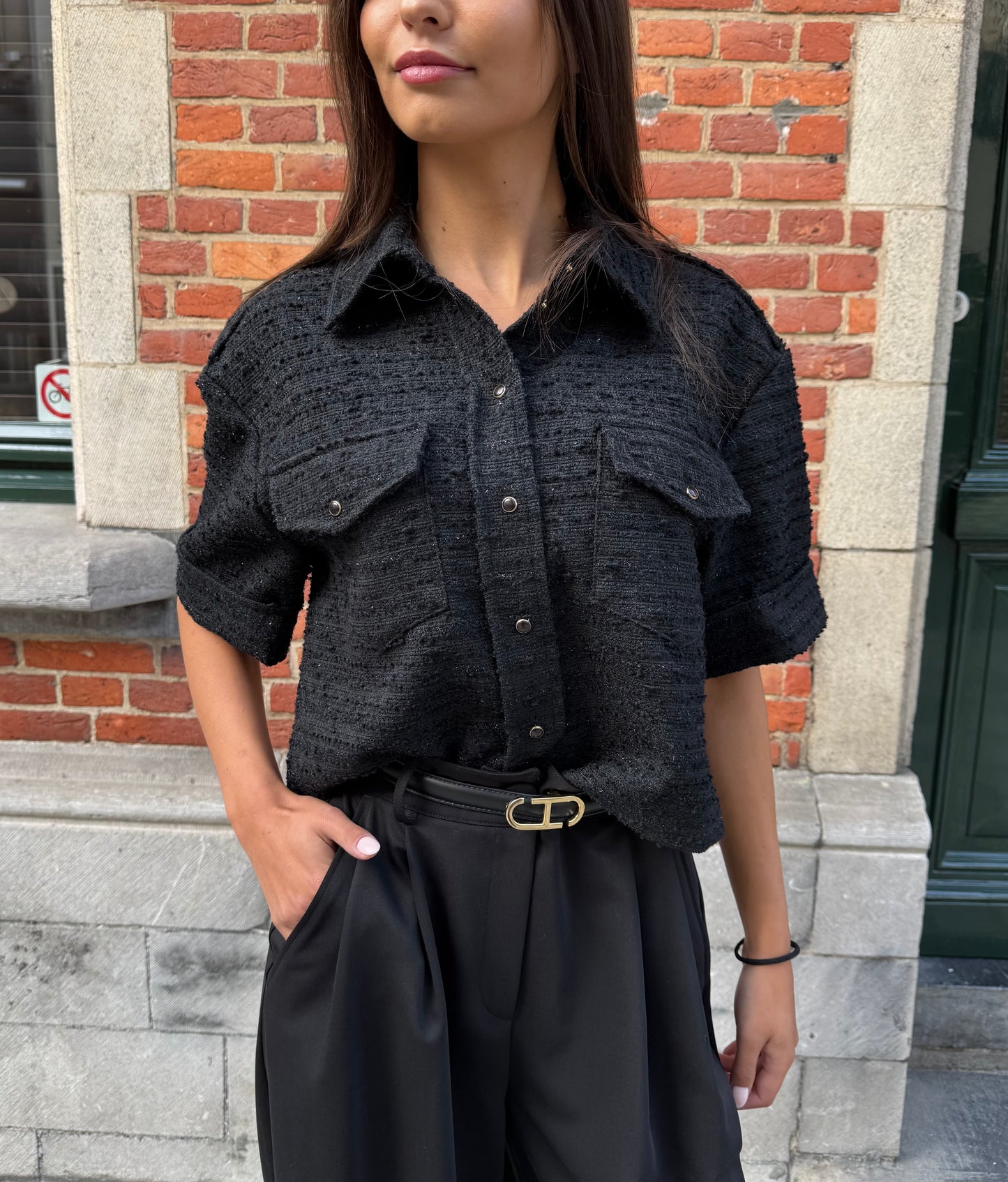 Janice Bloes Spike Tweed Zwart