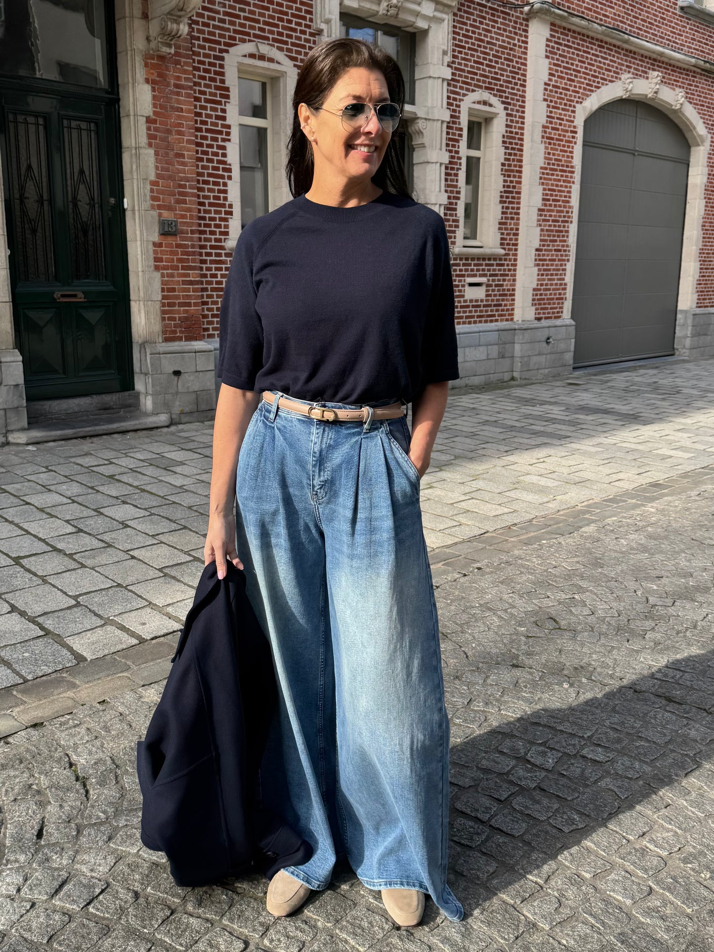 Janice Pull Korte Mouwen Moss Navy Blue