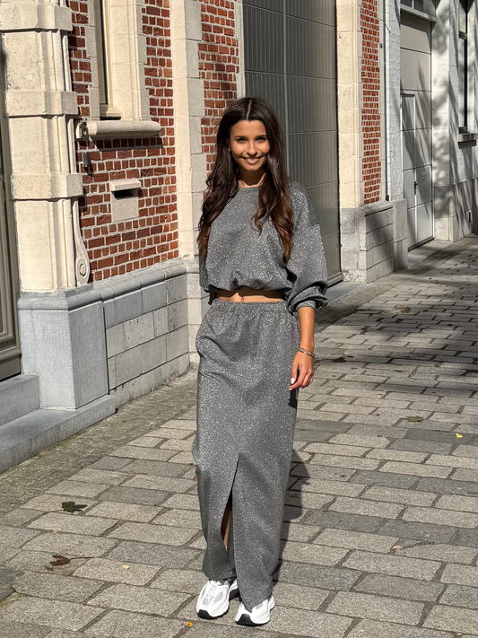 Eleh Rok Lang met Split Vooraan Grigio Scuro