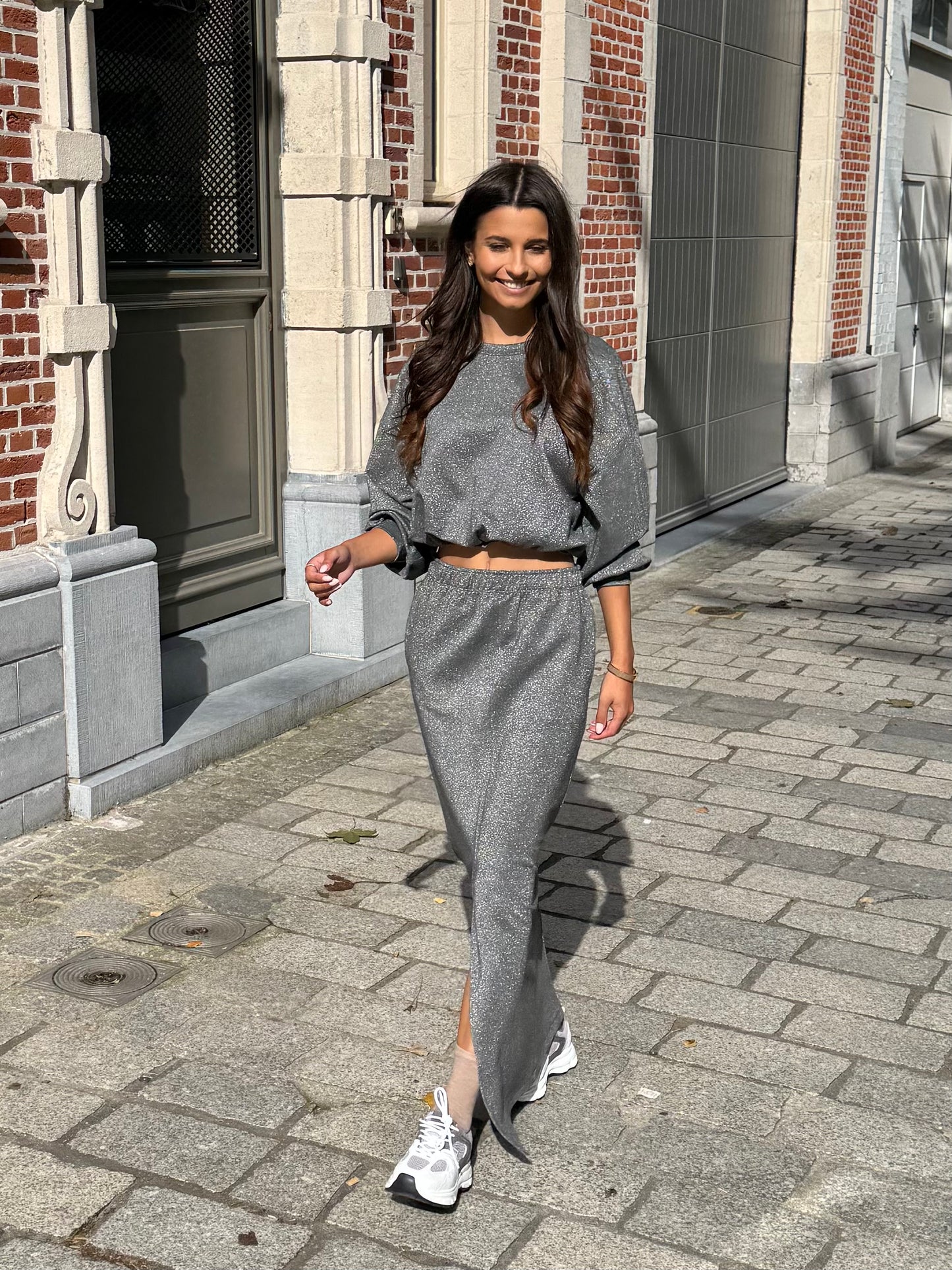 Eleh Rok Lang met Split Vooraan Grigio Scuro