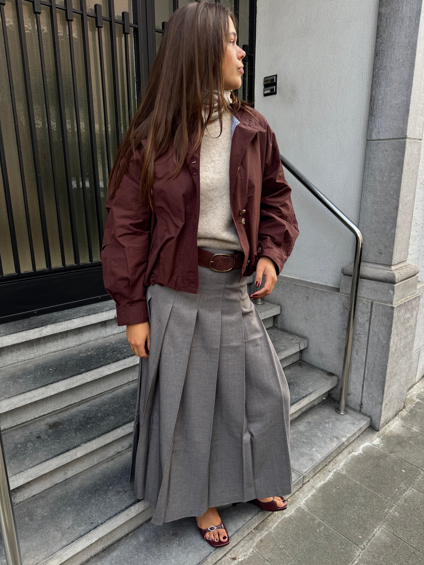 JCSophie Rok Paulette met Plooien Mid Grey