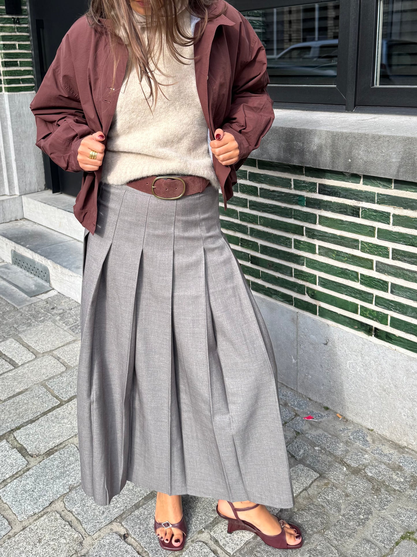 JCSophie Rok Paulette met Plooien Mid Grey