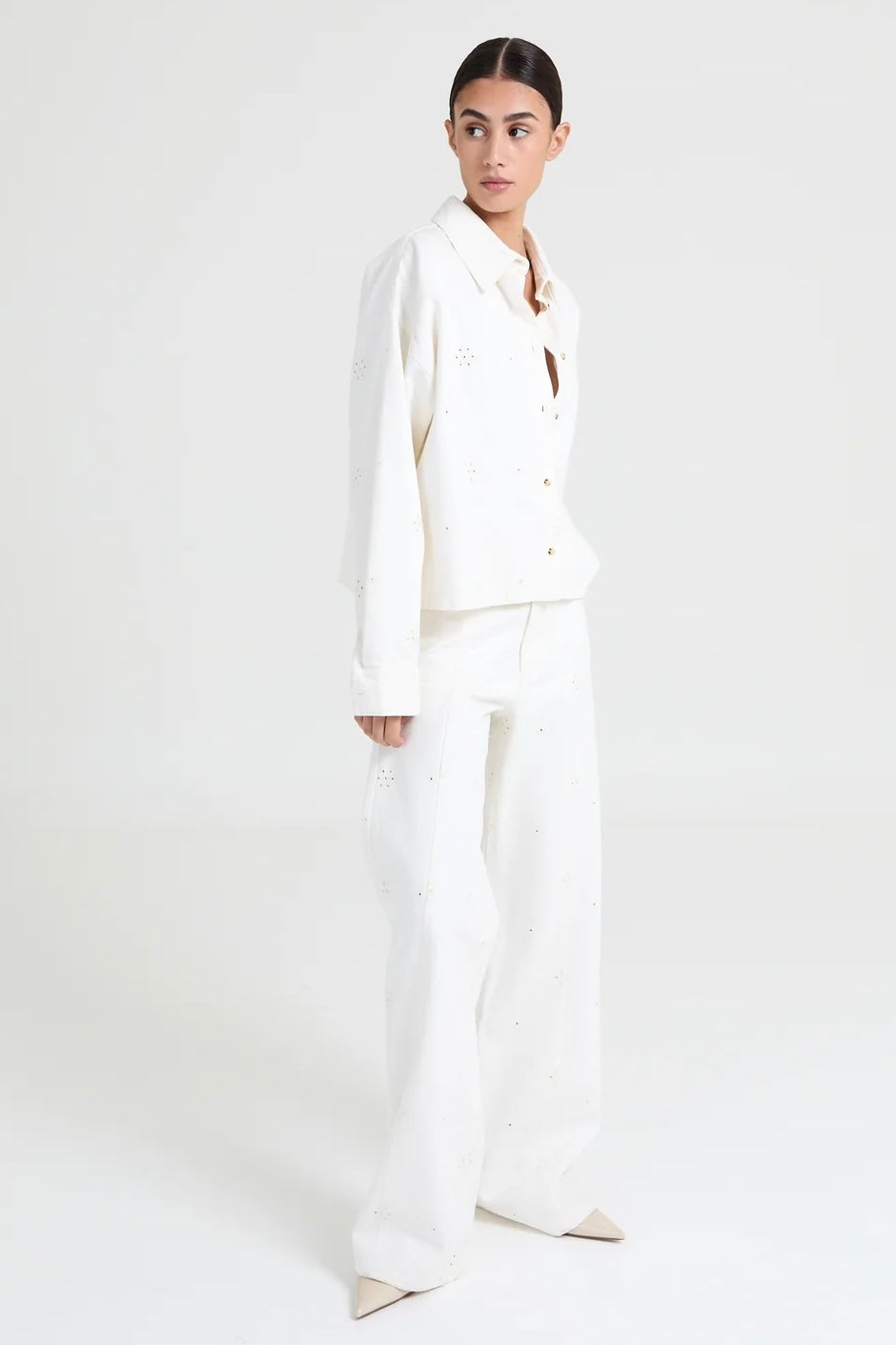 Liv The Label Jeans Joey Broderie Ecru