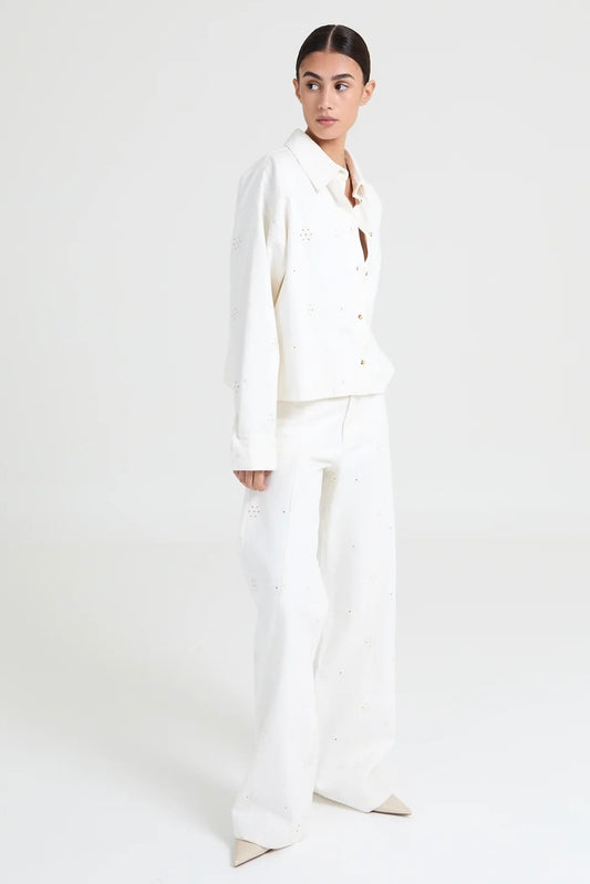 Liv The Label Jeans Joey Broderie Ecru