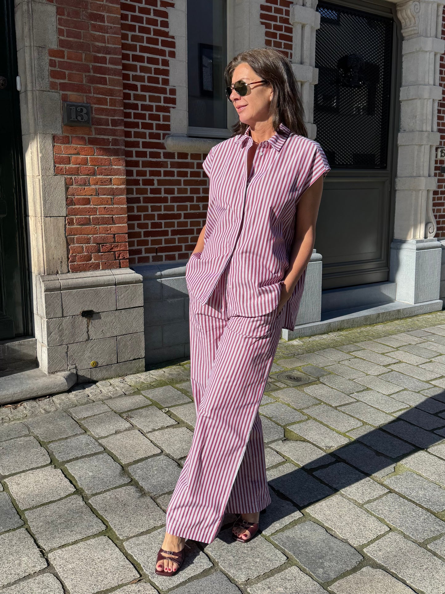 Liv The Label Bloes Alba Burgundy Stripes