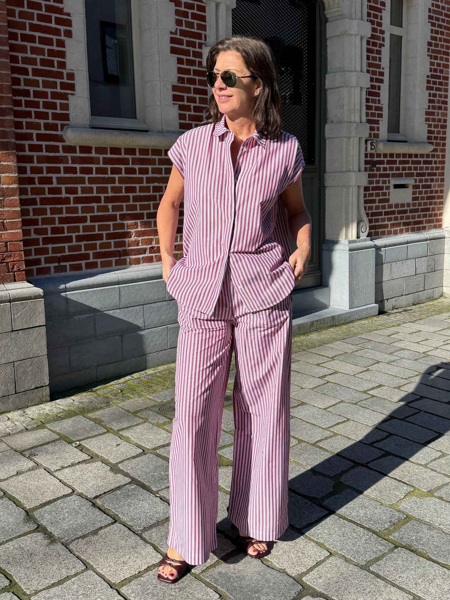 Liv The Label Bloes Alba Burgundy Stripes