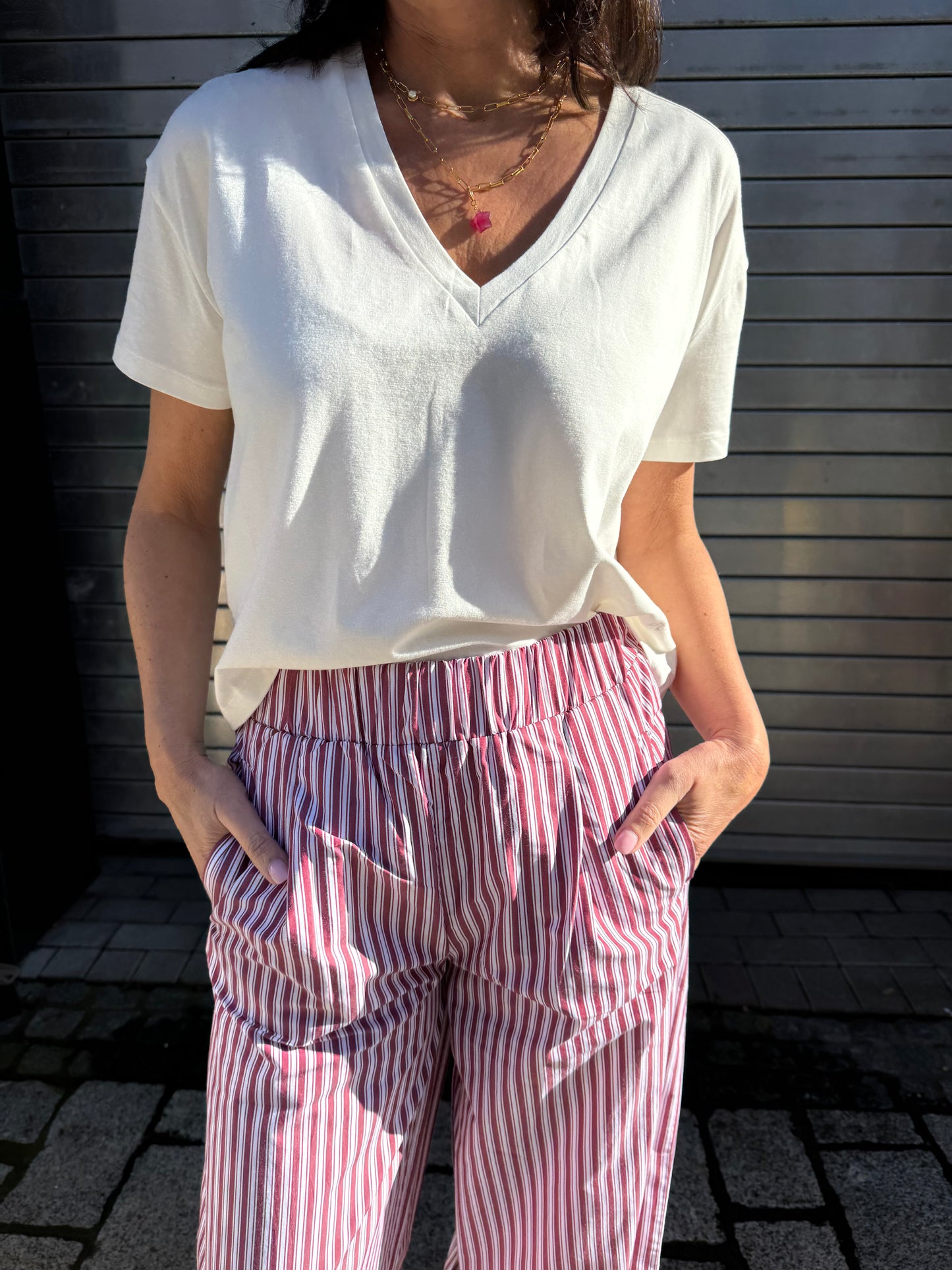 Liv The Label Broek Leonie Burgundy Stripes