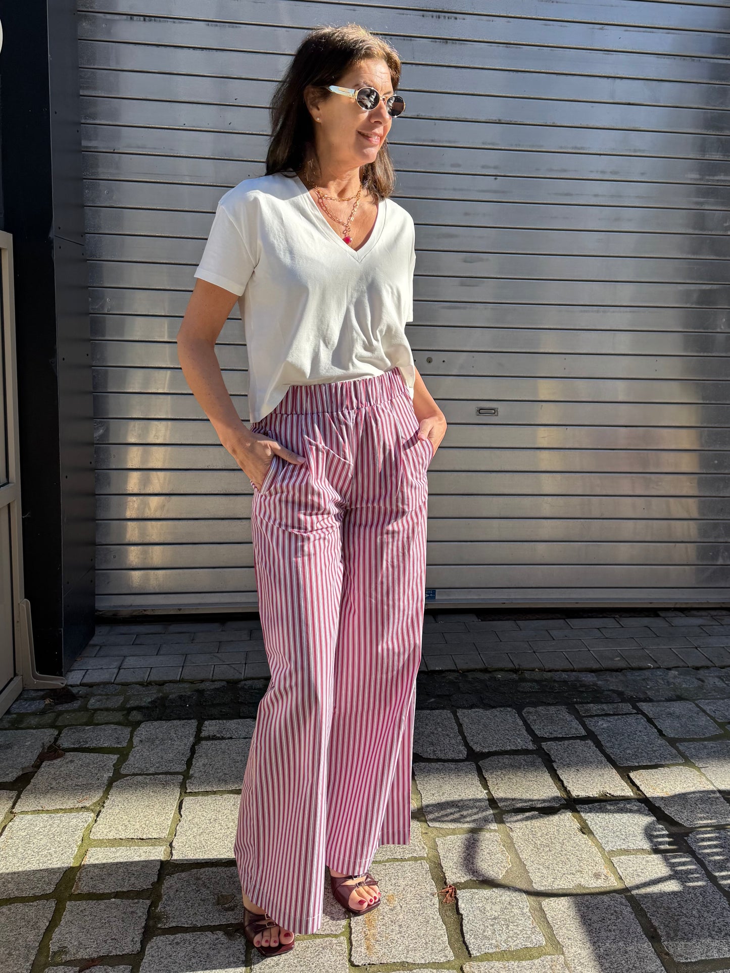 Liv The Label Broek Leonie Burgundy Stripes