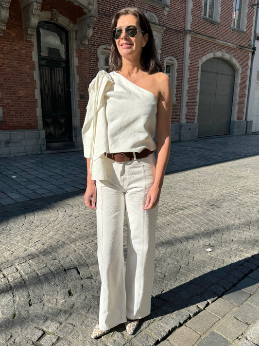 Liv The Label Jeans Joey Broderie Ecru