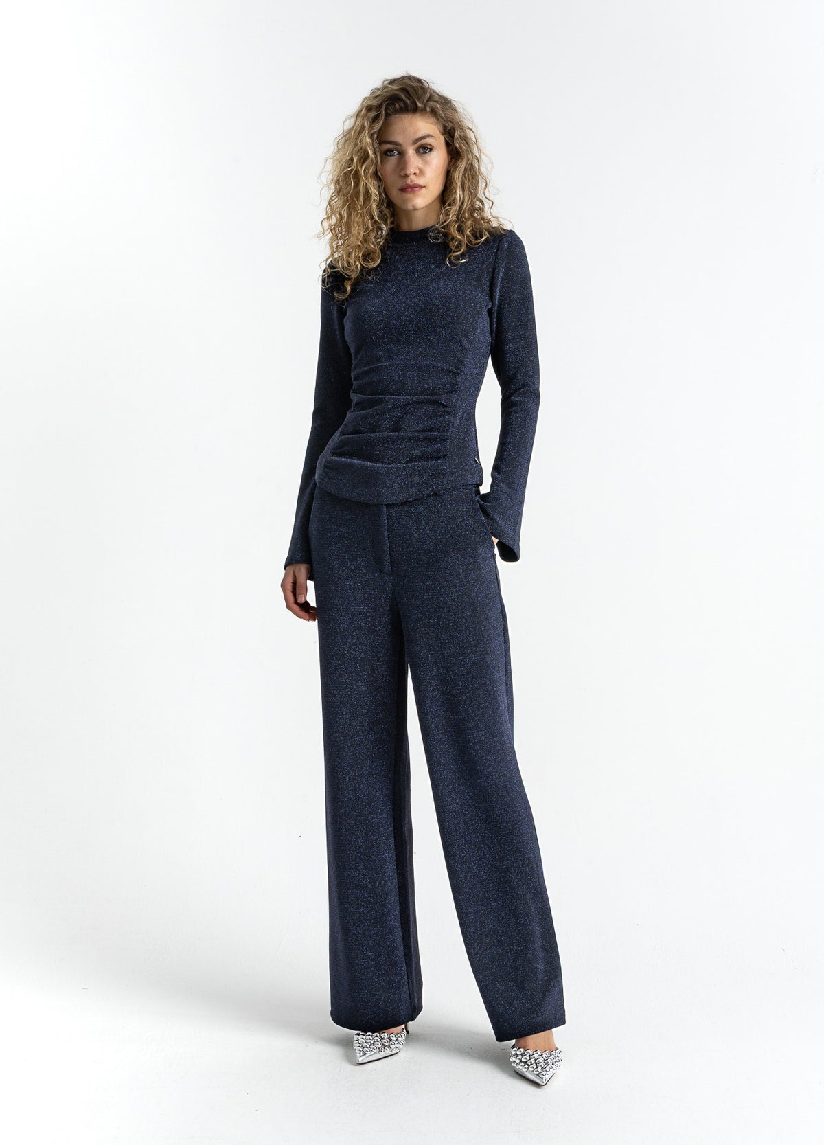 Coster Copenhagen Bloes met wijde Mouwen Lurex Eclipse Blue