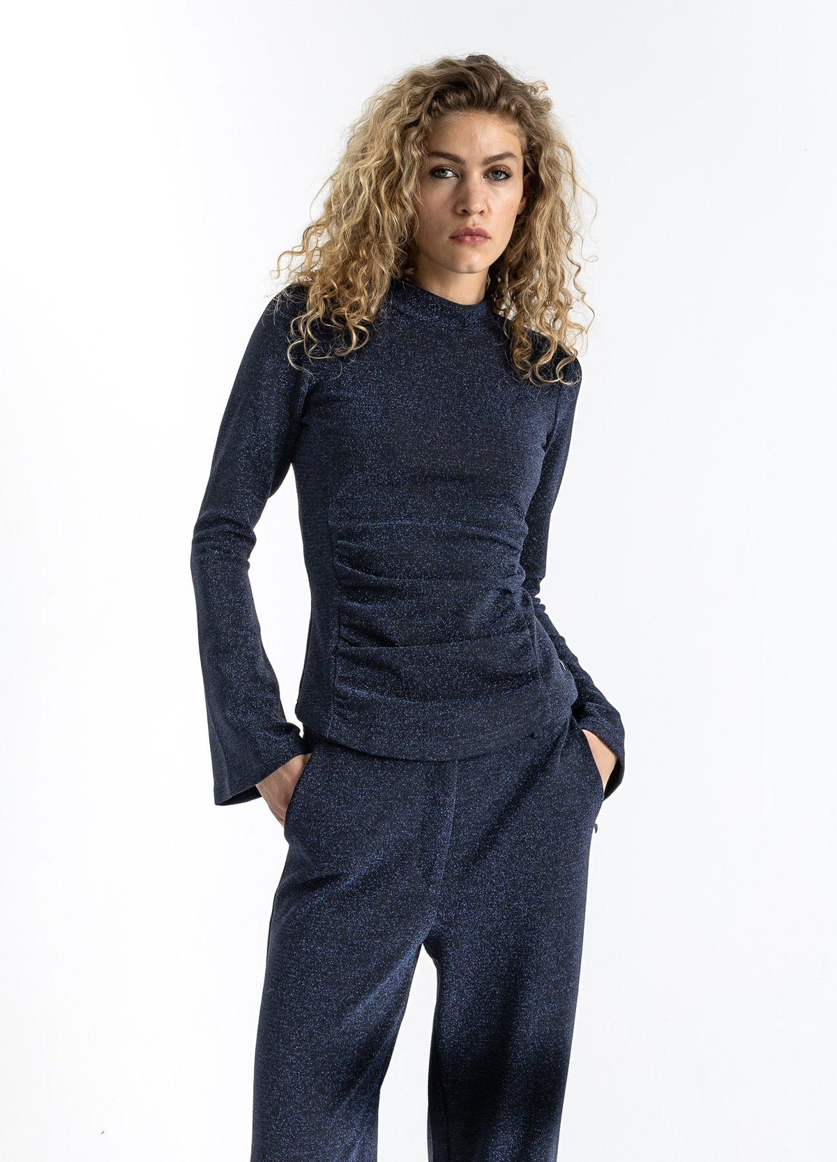 Coster Copenhagen Bloes met wijde Mouwen Lurex Eclipse Blue