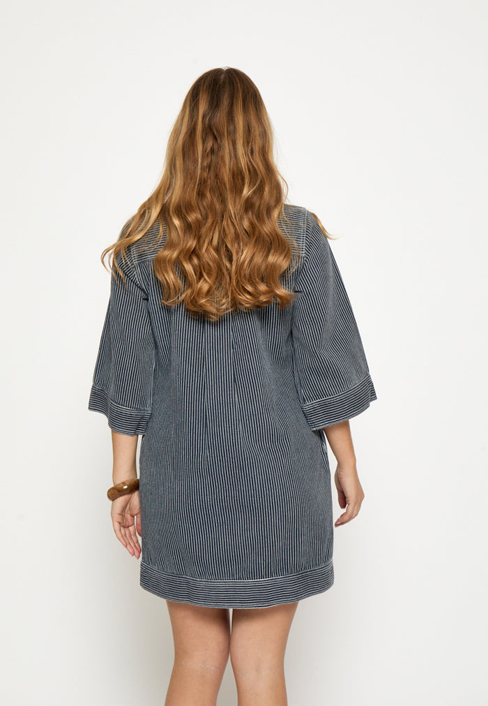 Minus Jurk Channi Dark Denim Stripe