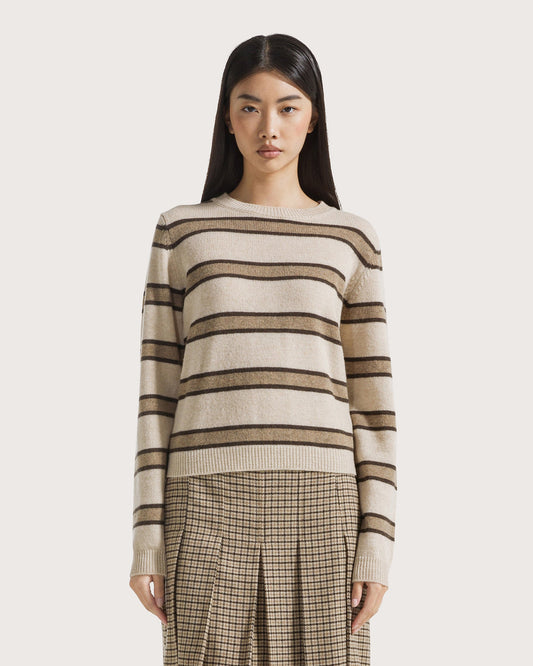 19.70 Pull Ronde Hals Streep Beige / Bruin