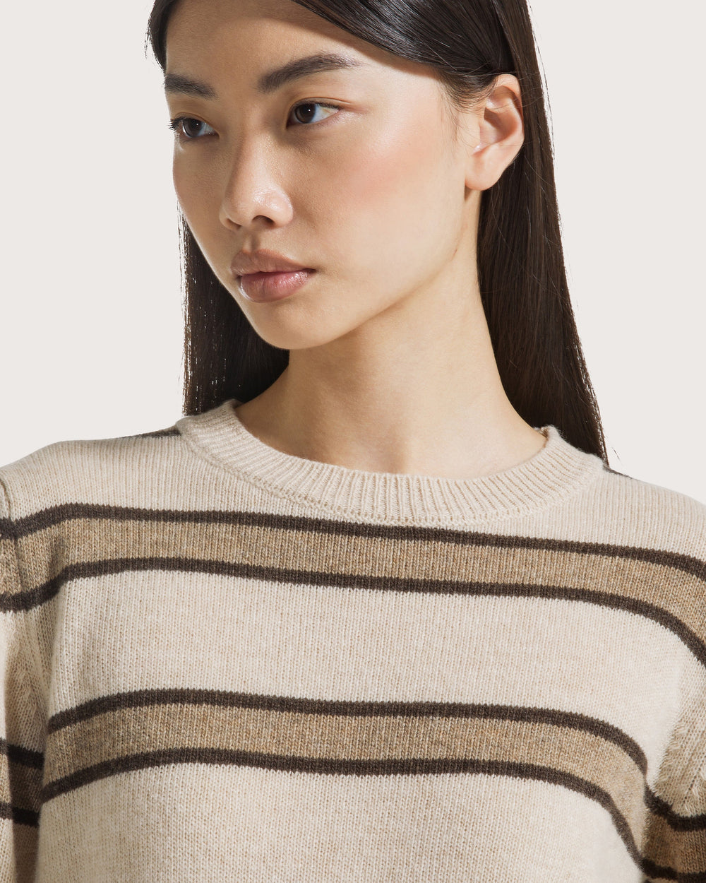 19.70 Pull Ronde Hals Streep Beige / Bruin