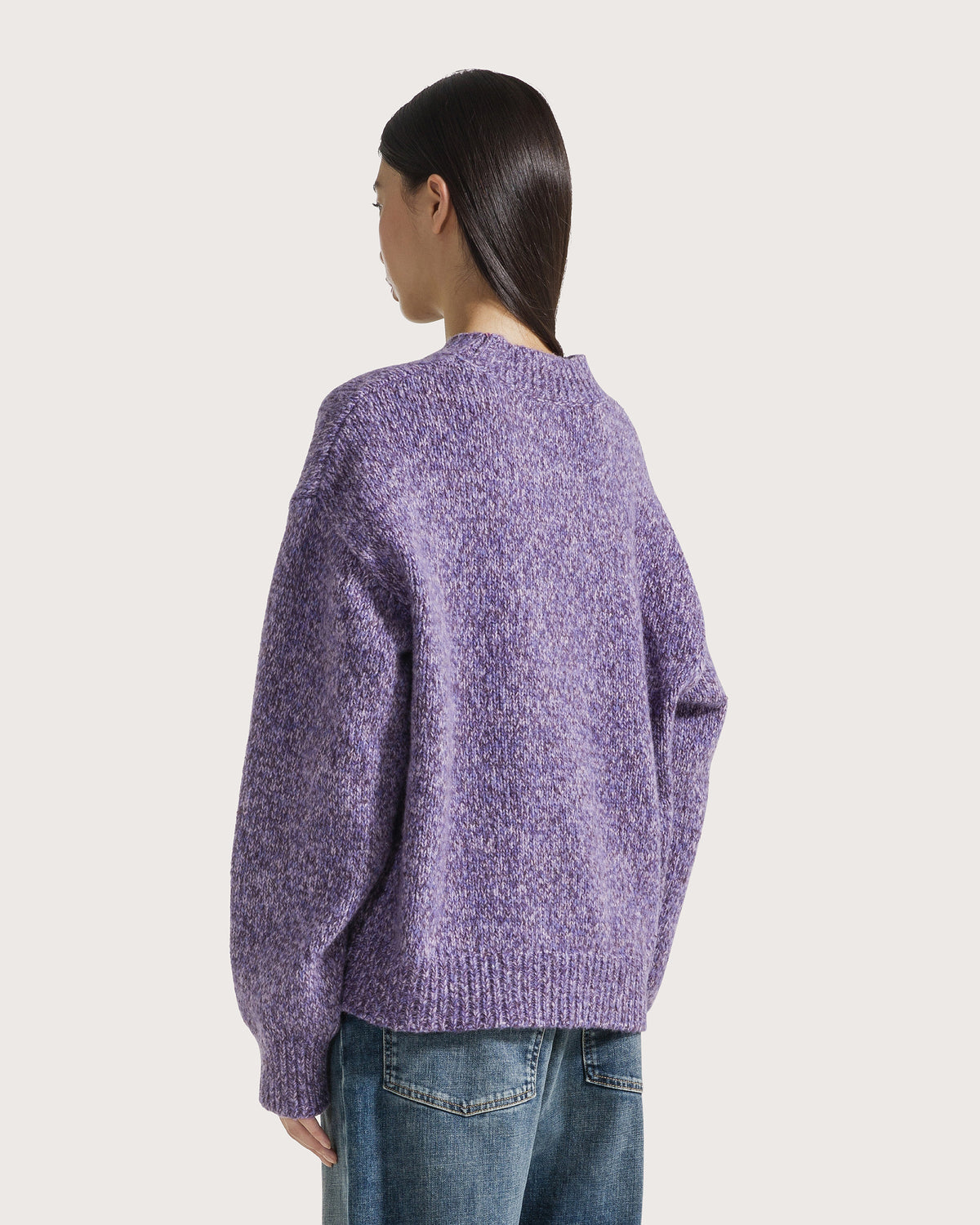 19.70 Pull Oversized Ronde Hals Paars/Bruin