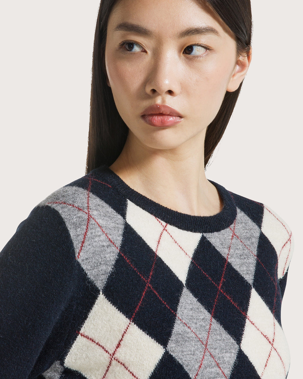 19.70 Pull met Ruitpatroon Donker Blauw