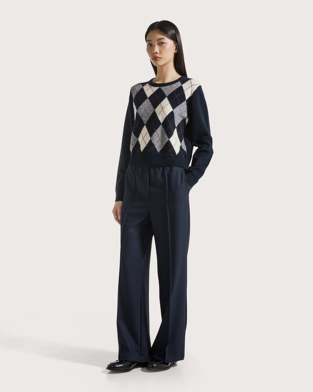 19.70 Pull met Ruitpatroon Donker Blauw