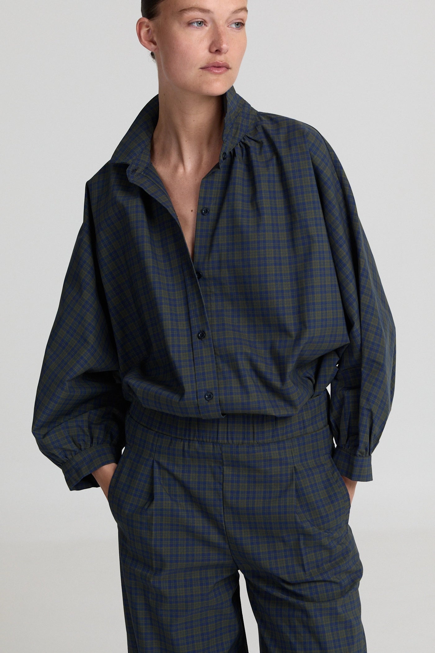 Liv The Label Bloes Oversized Miley Blue/Khaki Checked