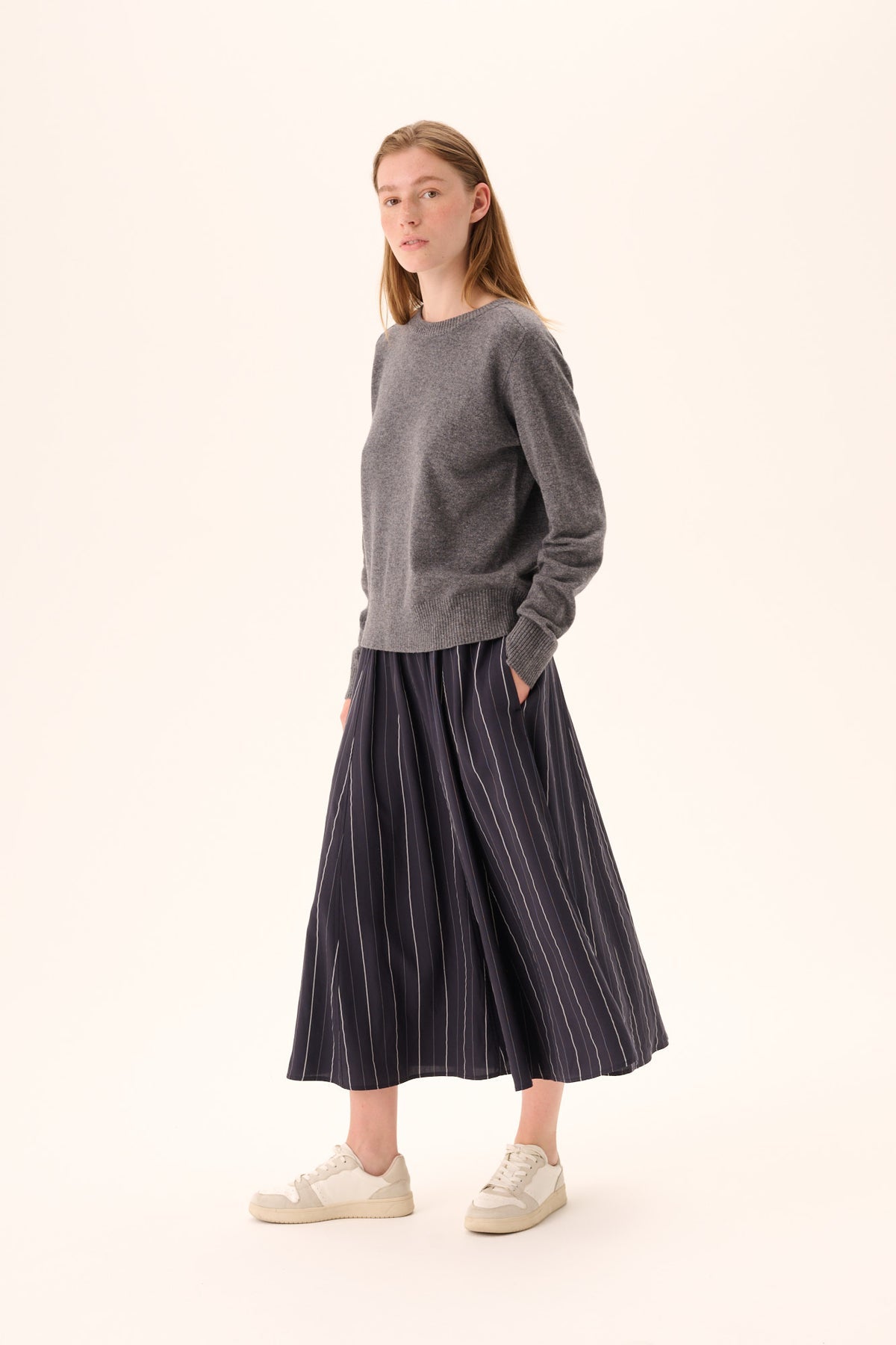 Rue de Tokyo Rok Pilar Striped Tencel Dark Navy Stripe