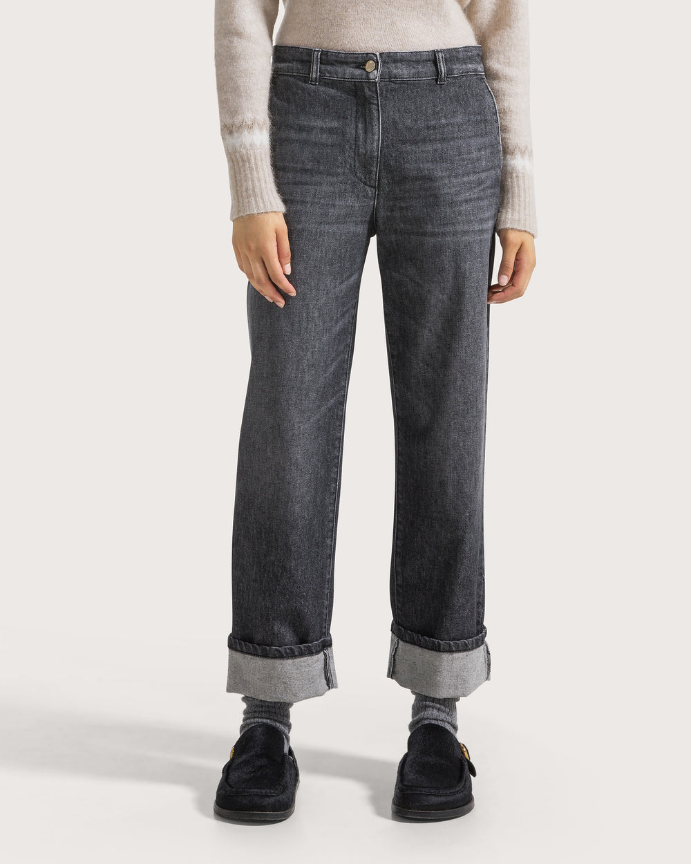 19.70Seventy Jeans Grijs met Omslag