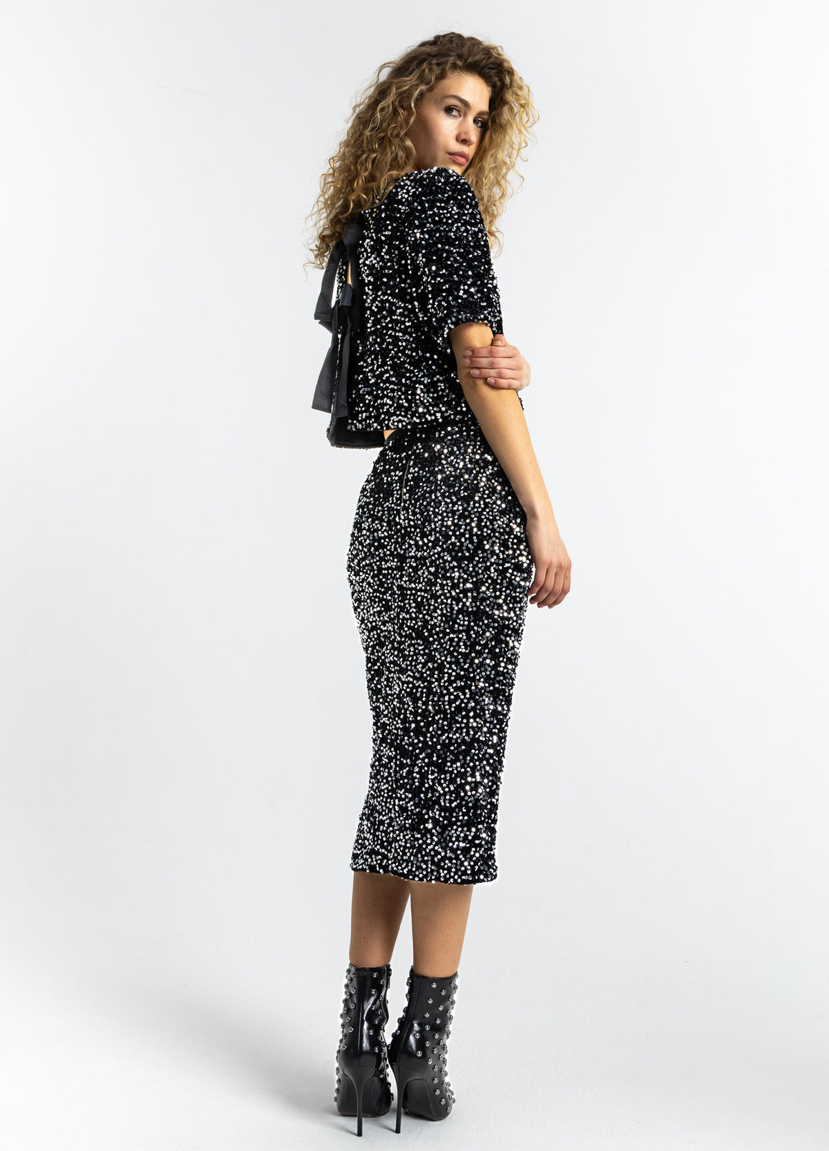 Coster Copenhagen Rok Pailletten Zwart/Zilver