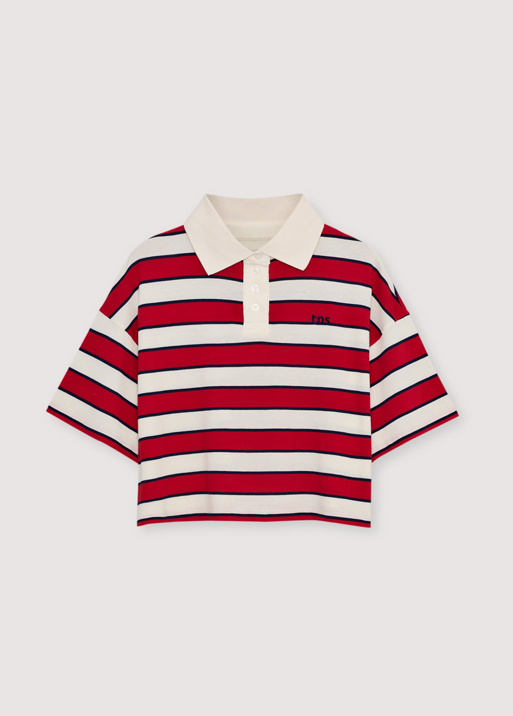 The New Society Woman Polo Tulip Red & Midnight Stripes
