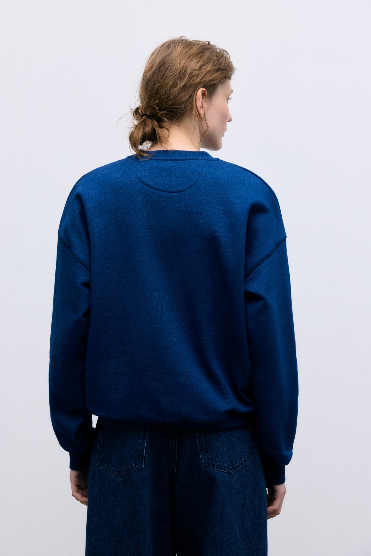 The New Society Woman Sweater Logo Ocean Indigo