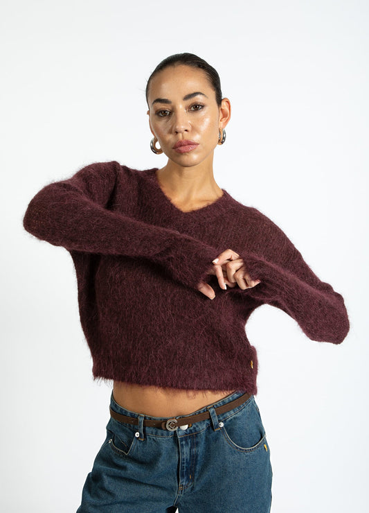 Coster Copenhagen Pull V-hals Alpaca Bordeaux