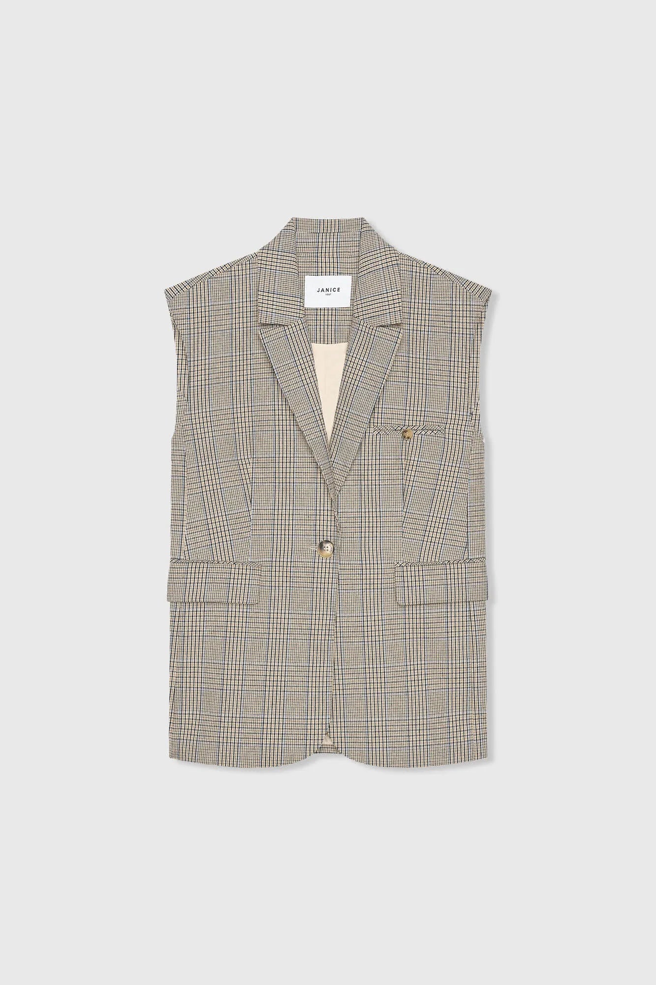 Janice Mouwloze Blazer Marvin Beige Check