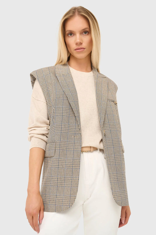 Janice Mouwloze Blazer Marvin Beige Check