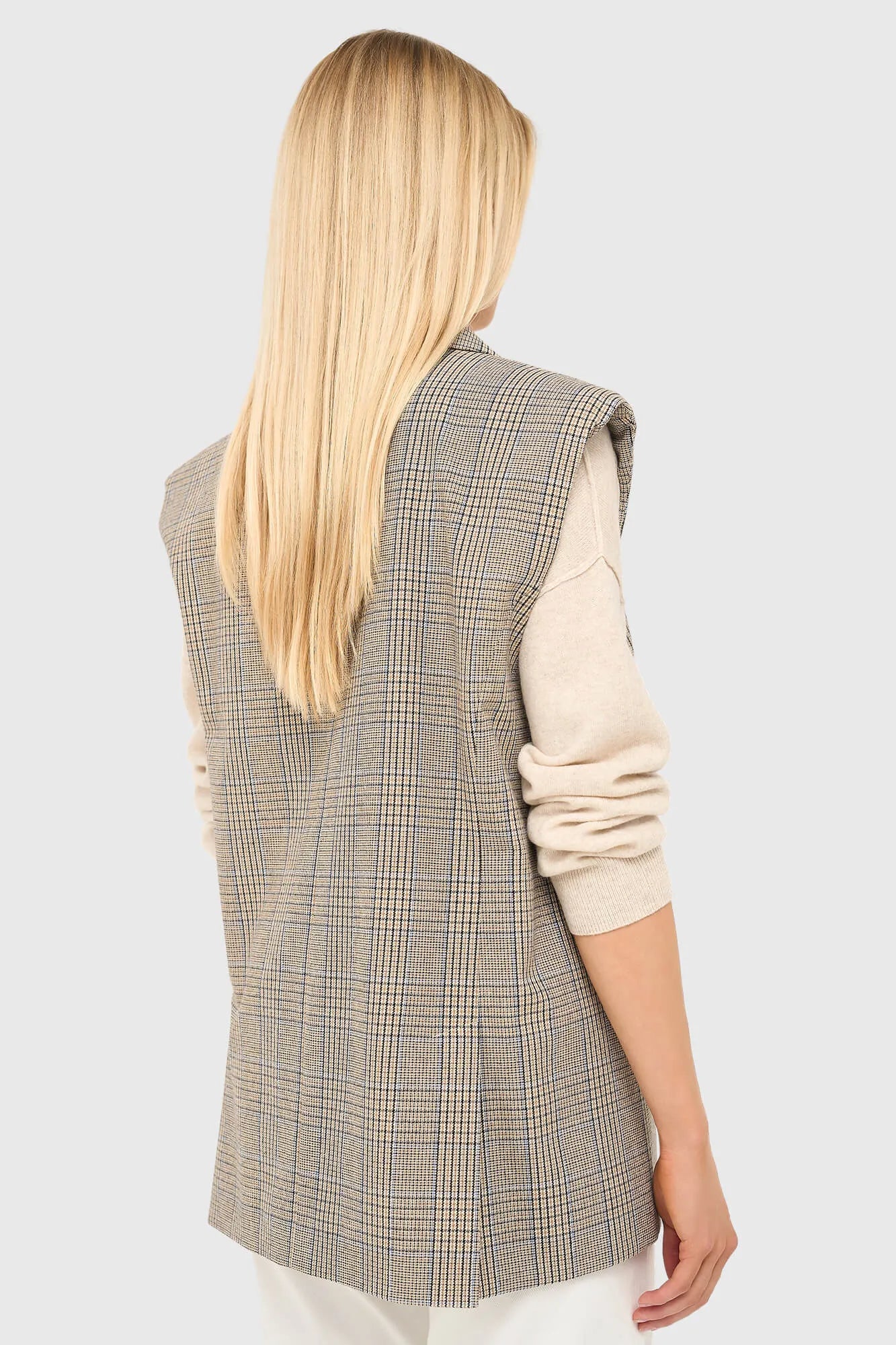 Janice Mouwloze Blazer Marvin Beige Check