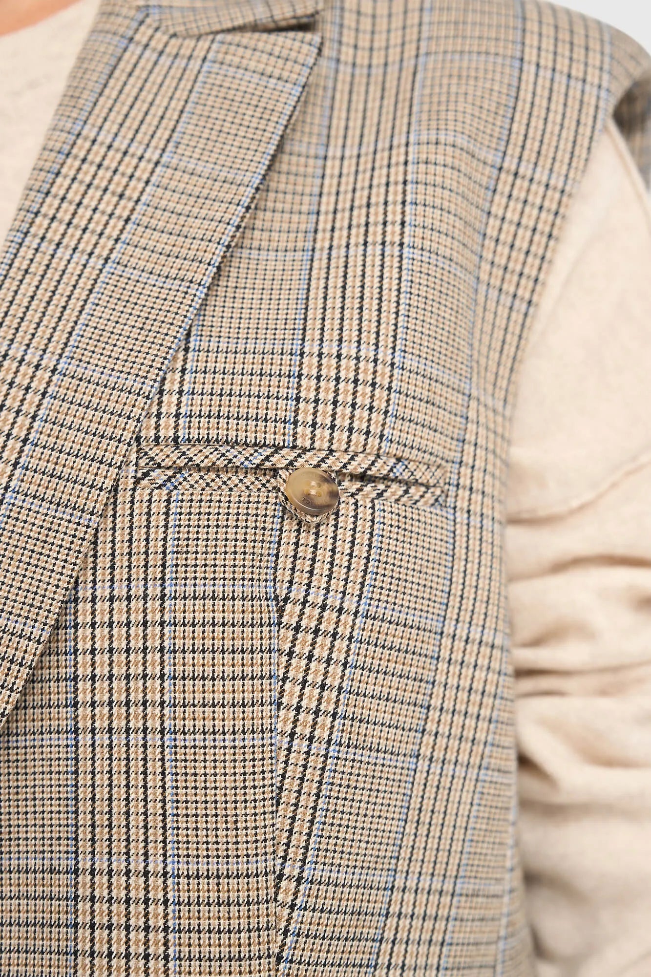 Janice Mouwloze Blazer Marvin Beige Check