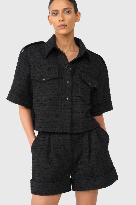 Janice Bloes Spike Tweed Zwart
