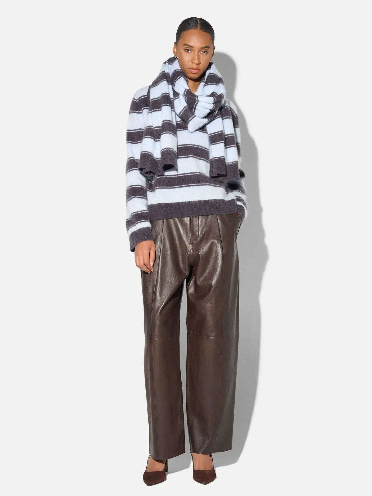 Janice Sjaal Santos Brushed Merinos Blue Stripes