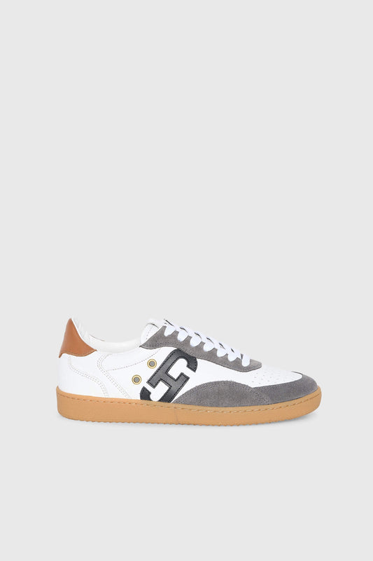 Janice Sneakers Stanley Grijs Camel Leer