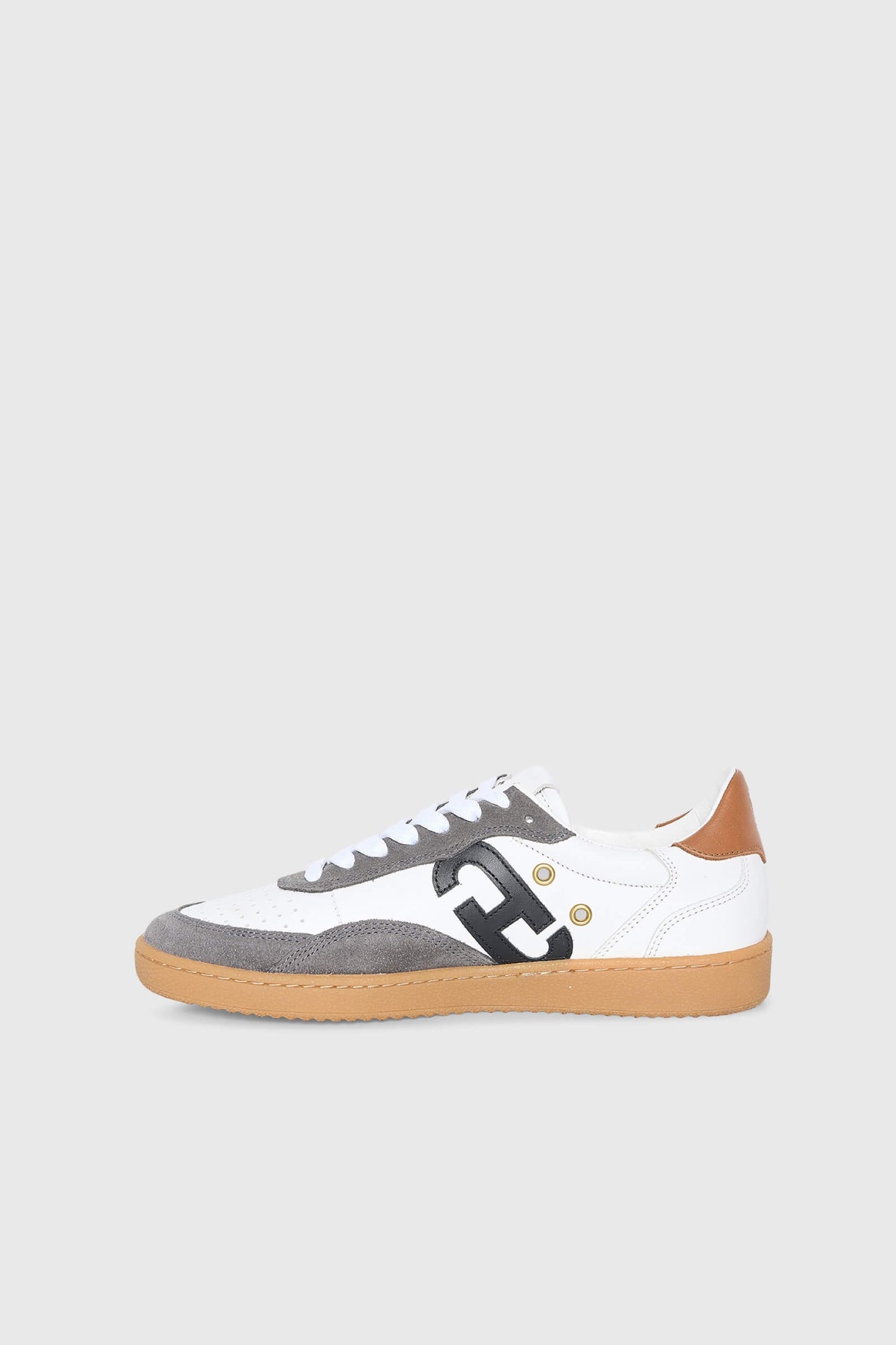 Janice Sneakers Stanley Grijs Camel Leer