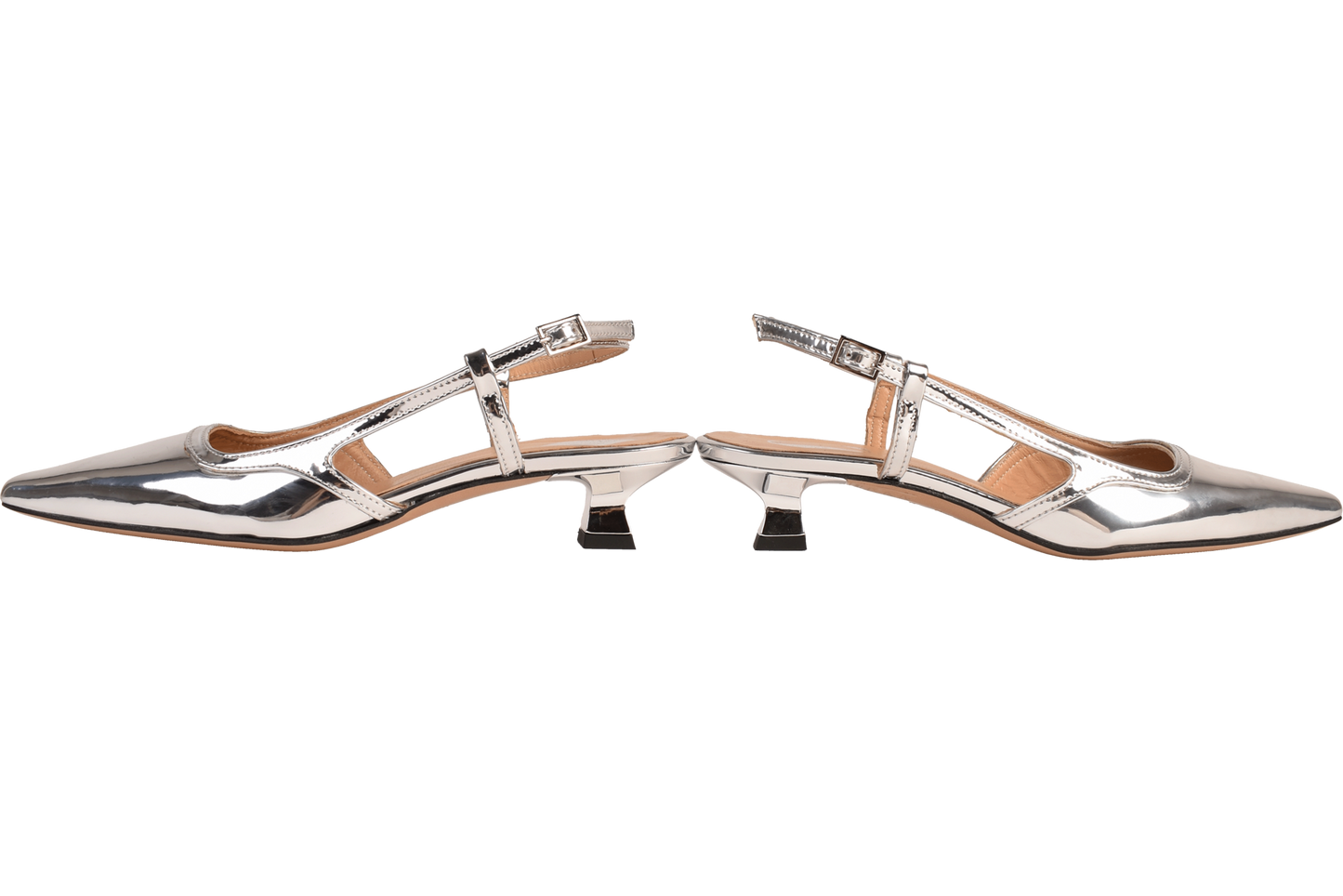 Cara Rosa Schoenen Slingback Katleen Kitten Heel Laura Spiegelzilver