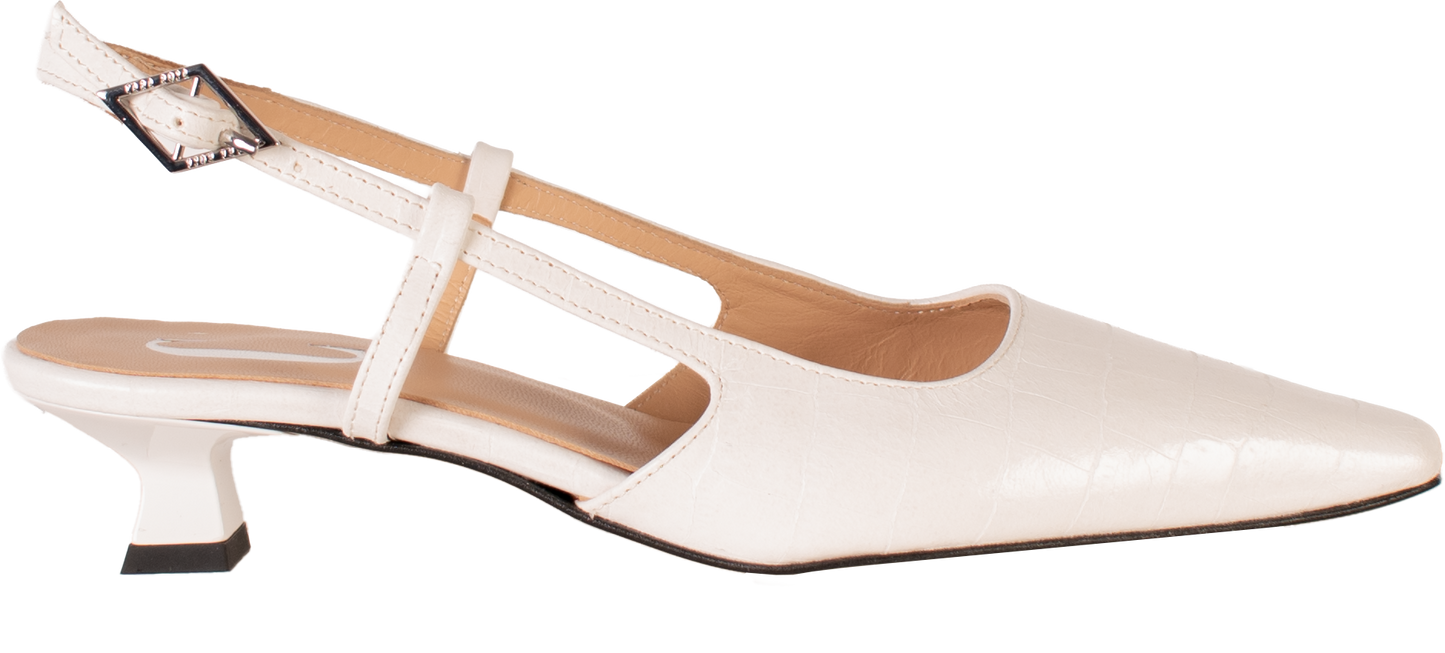 Cara Rosa Schoenen Slingback Kitten Heel Laura Croco Cream