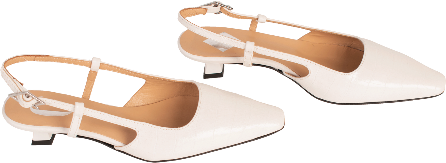 Cara Rosa Schoenen Slingback Kitten Heel Laura Croco Cream