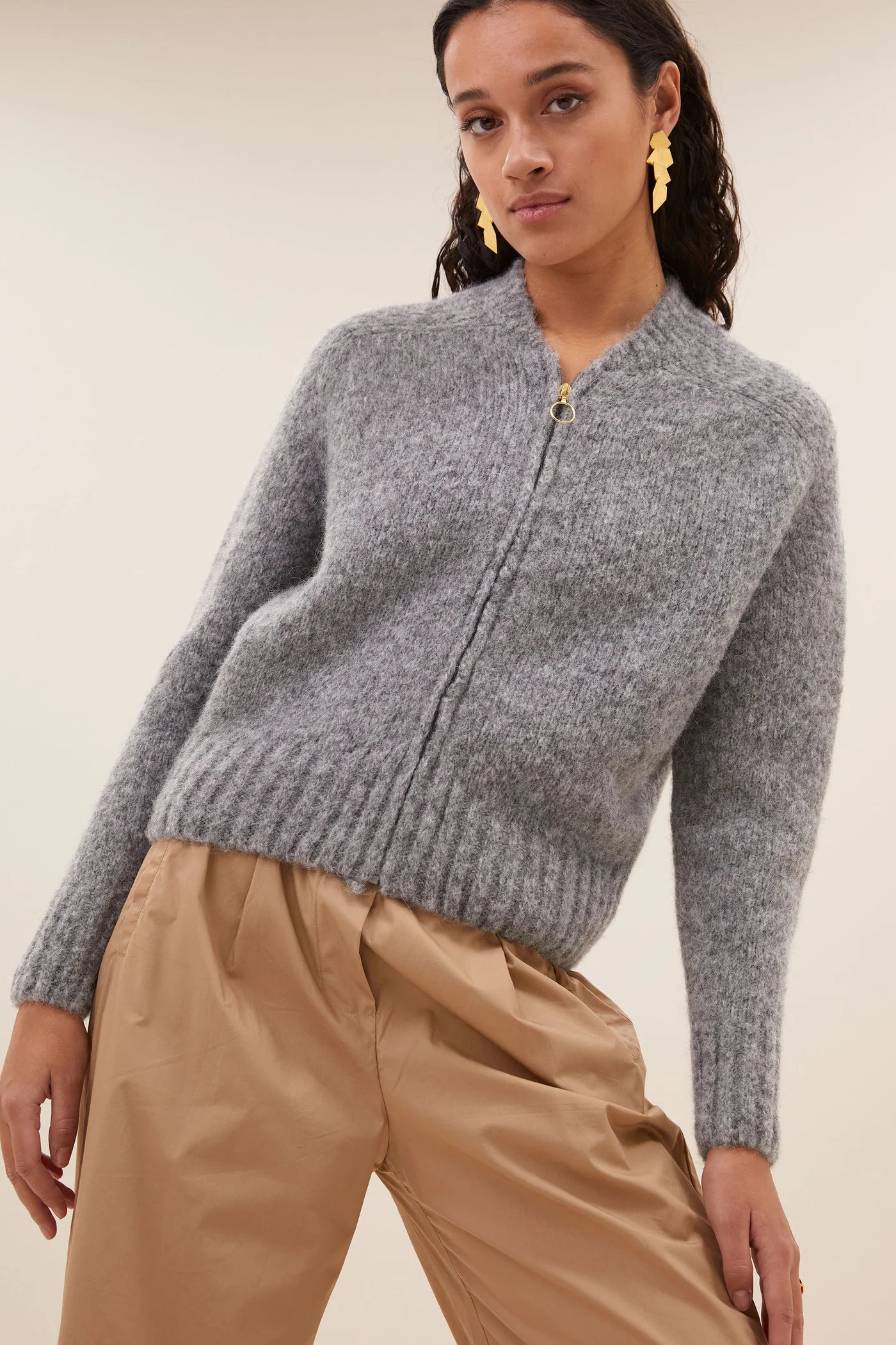 By-Bar Cardigan Jonas Zipp Grey Melee