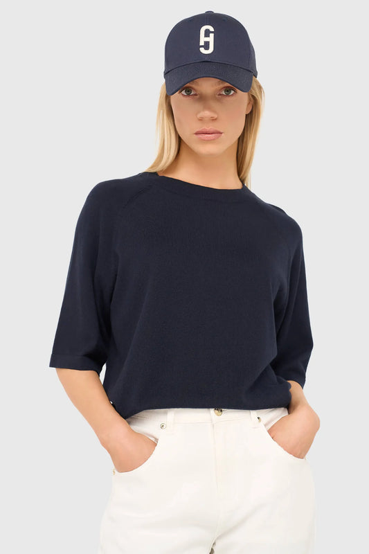 Janice Pull Korte Mouwen Moss Navy Blue