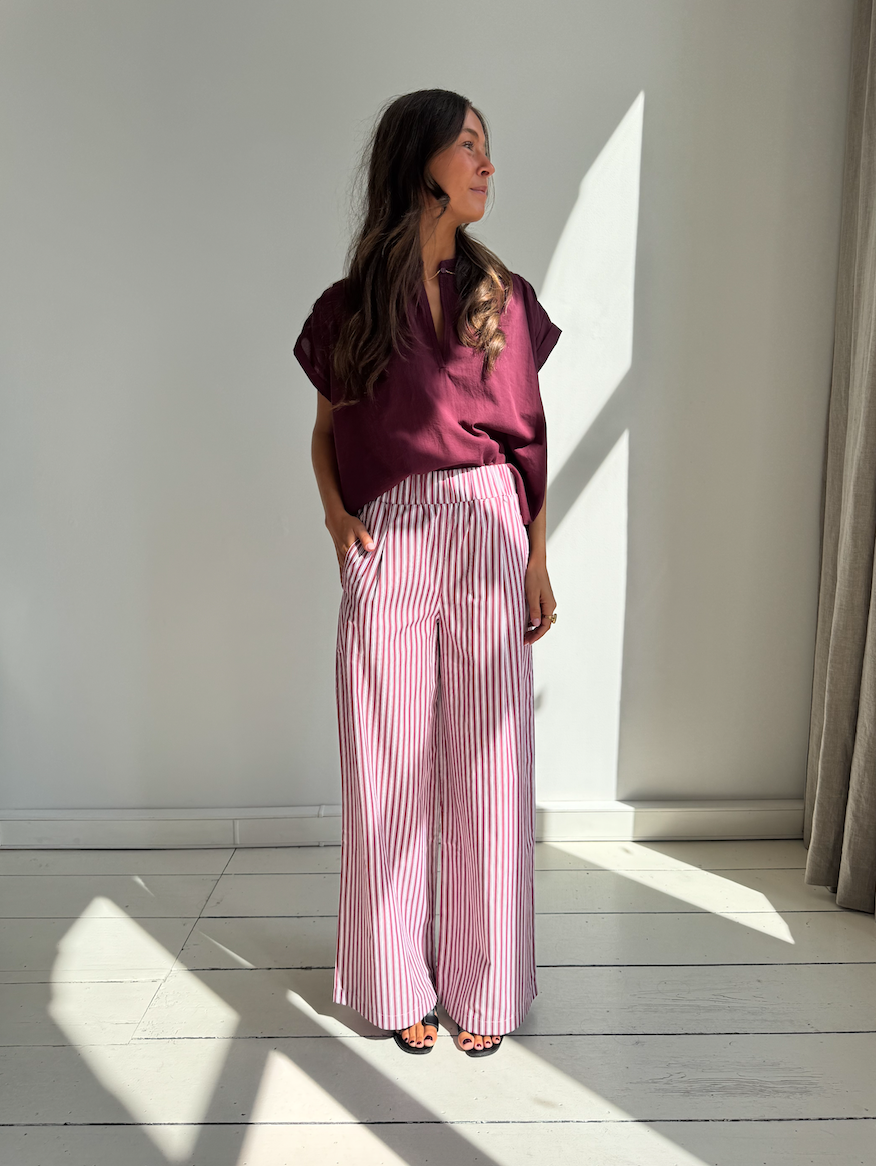Liv The Label Broek Leonie Burgundy Stripes