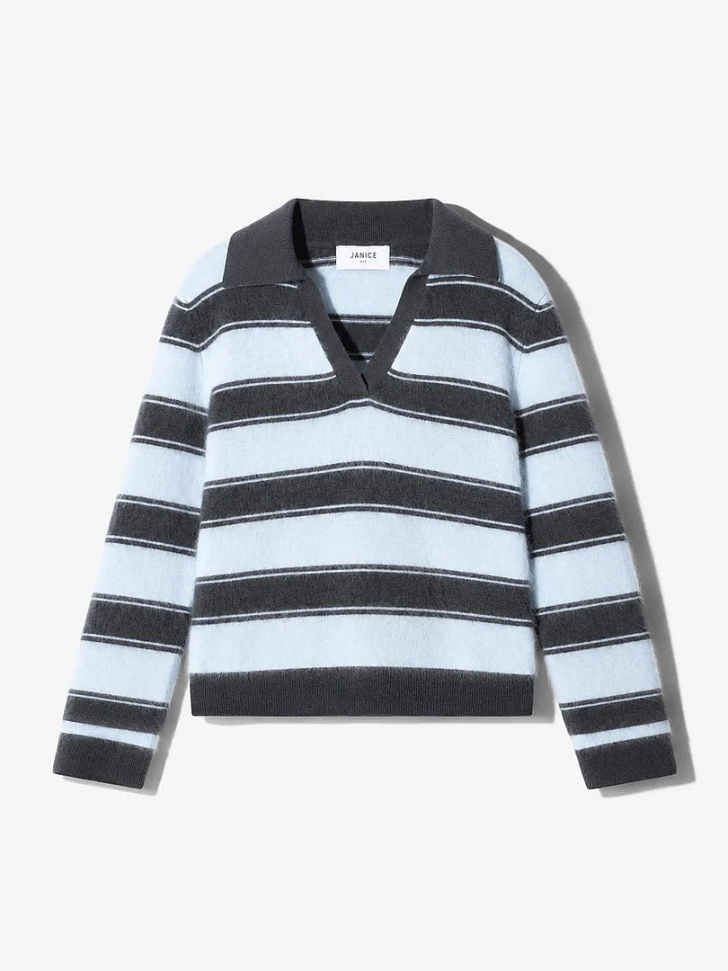 Janice Polo Pull Resort Blue Stripes