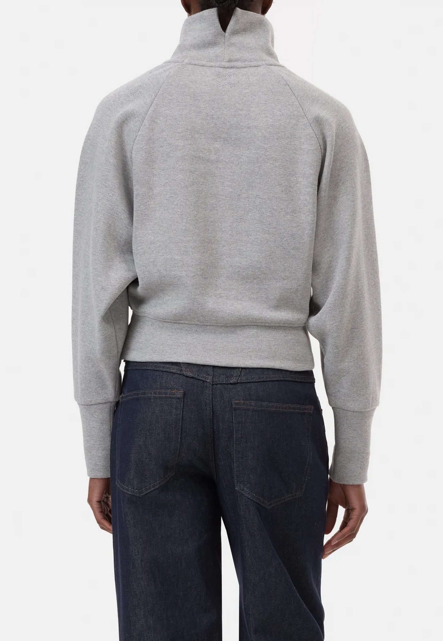 Closed Sweater Opstaande Kraag Licht Grijs