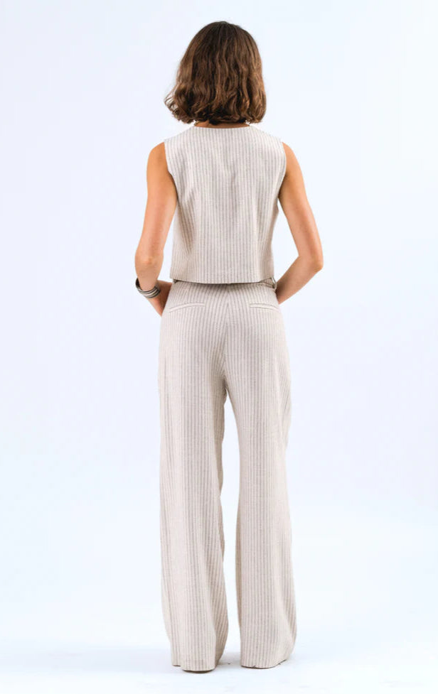 OUTLET Lolly's Laundry Broek Tyler Creme Streep Zwart